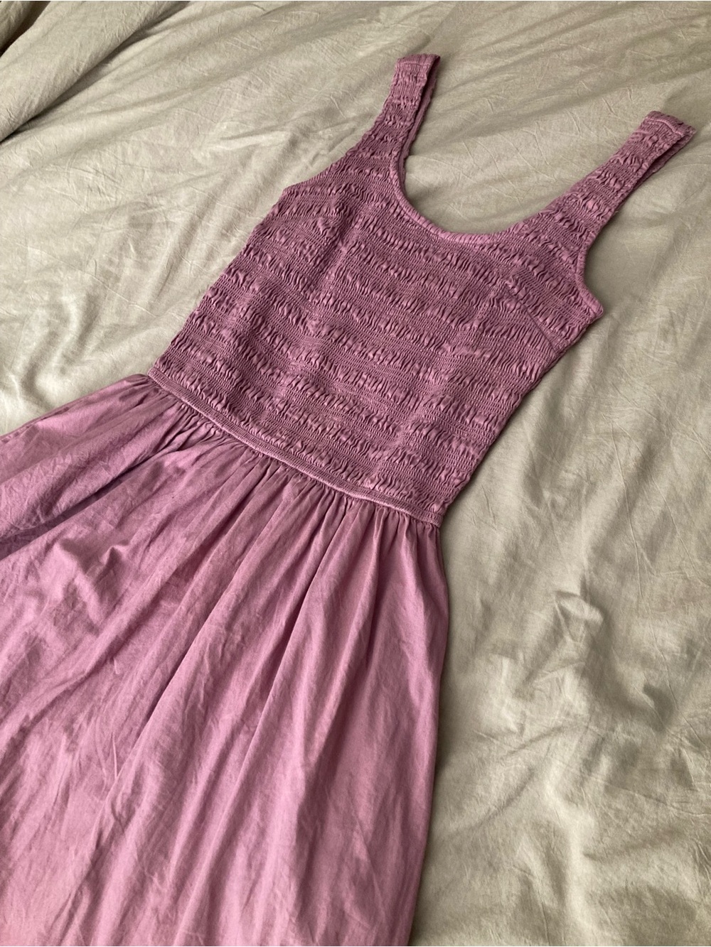 Sincerely Jules Dusty Mauve pink Smocked Tank Midi Dress 100% cotton